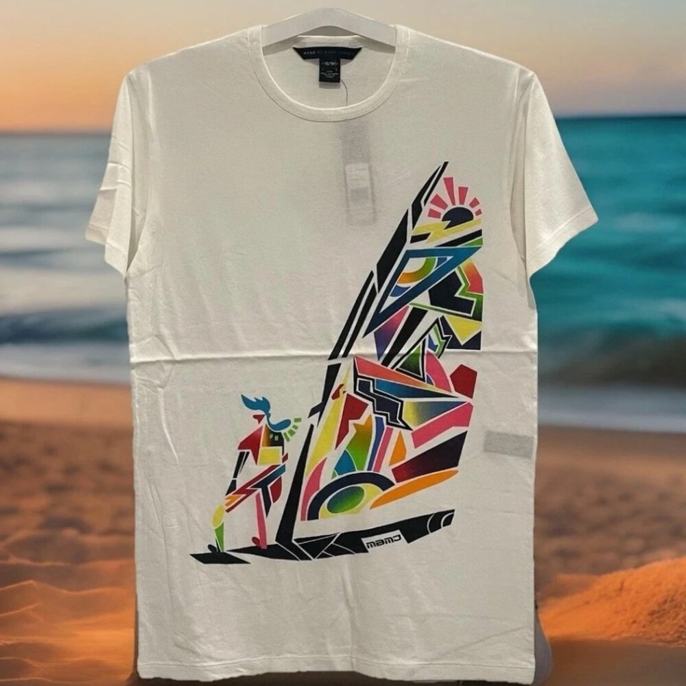 Marc Jacobs Men's XS Wind Surfing T-Shirt Wicken White 🌴NEW🌴Retail $78.00